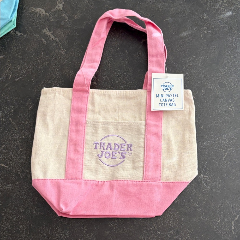 Trader Joe’s Pink Mini Pastel Canvas Tote Bag